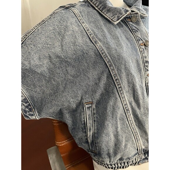 Habitual Oversized Denim Jacket Crop Short Sleeve Jacket Nordstroms SZ S - Picture 13 of 16